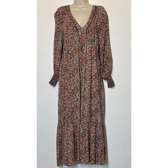 Dresses & Skirts - In Loom Floral Ruffle Tiered Midi Maxi Dress Size M Boho Cottagecore Prairie